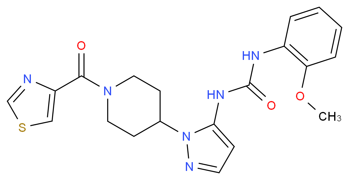N-(2-methoxyphenyl)-N'-{1-[1-(1,3-thiazol-4-ylcarbonyl)-4-piperidinyl]-1H-pyrazol-5-yl}urea_分子结构_CAS_)