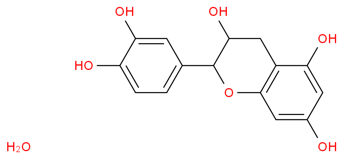 2-(3,4-dihydroxyphenyl)-3,4-dihydro-2H-1-benzopyran-3,5,7-triol hydrate_分子结构_CAS_7295-85-4