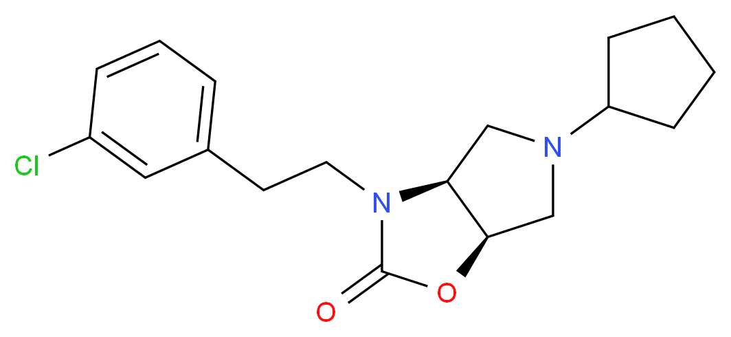 (3aS*,6aR*)-3-[2-(3-chlorophenyl)ethyl]-5-cyclopentylhexahydro-2H-pyrrolo[3,4-d][1,3]oxazol-2-one_分子结构_CAS_)