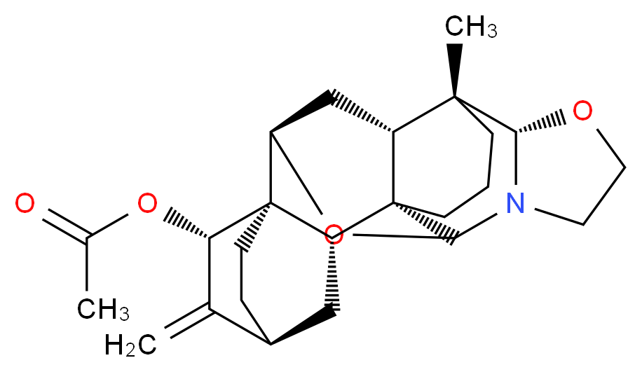 (1R,2R,3S,5S,7R,8R,12R,13S,21R)-12-methyl-4-methylidene-14,19-dioxa-17-azaheptacyclo[10.7.2.2<sup>2</sup>,<sup>5</sup>.0<sup>2</sup>,<sup>7</sup>.0<sup>8</sup>,<sup>1</sup><sup>8</sup>.0<sup>8</sup>,<sup>2</sup><sup>1</sup>.0<sup>1</sup><sup>3</sup>,<sup>1</sup><sup>7</sup>]tricosan-3-yl acetate_分子结构_CAS_114531-28-1