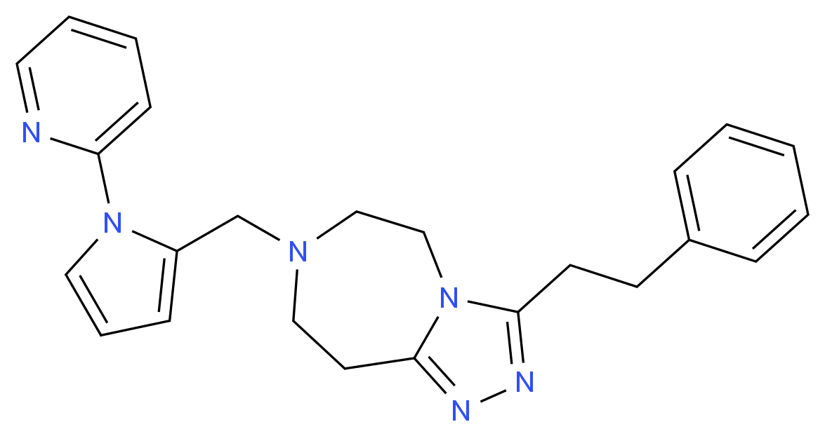 3-(2-phenylethyl)-7-{[1-(2-pyridinyl)-1H-pyrrol-2-yl]methyl}-6,7,8,9-tetrahydro-5H-[1,2,4]triazolo[4,3-d][1,4]diazepine_分子结构_CAS_)