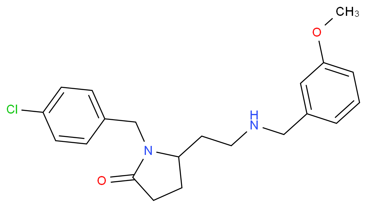 1-(4-chlorobenzyl)-5-{2-[(3-methoxybenzyl)amino]ethyl}-2-pyrrolidinone_分子结构_CAS_)