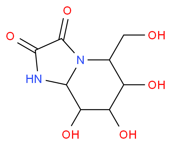 6,7,8-trihydroxy-5-(hydroxymethyl)-octahydroimidazolidino[1,2-a]pyridine-2,3-dione_分子结构_CAS_109944-15-2