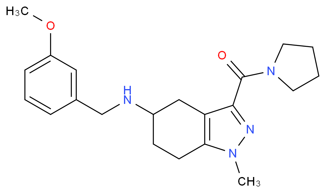 N-(3-methoxybenzyl)-1-methyl-3-(1-pyrrolidinylcarbonyl)-4,5,6,7-tetrahydro-1H-indazol-5-amine_分子结构_CAS_)