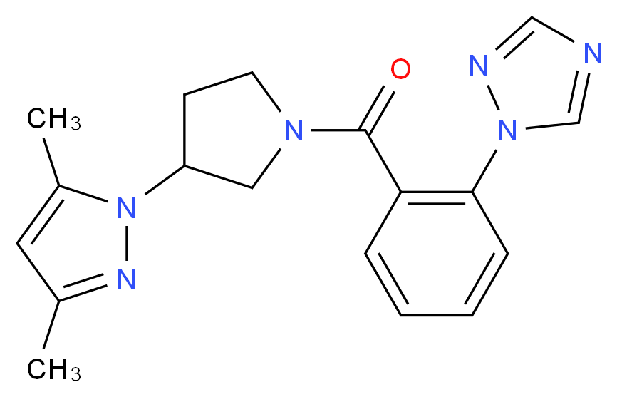 1-(2-{[3-(3,5-dimethyl-1H-pyrazol-1-yl)pyrrolidin-1-yl]carbonyl}phenyl)-1H-1,2,4-triazole_分子结构_CAS_)