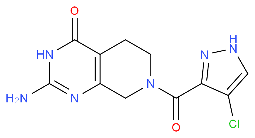 2-amino-7-[(4-chloro-1H-pyrazol-3-yl)carbonyl]-5,6,7,8-tetrahydropyrido[3,4-d]pyrimidin-4(3H)-one_分子结构_CAS_)
