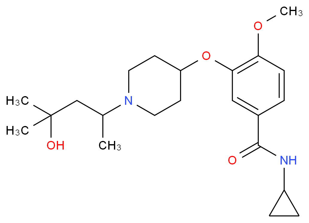 N-cyclopropyl-3-{[1-(3-hydroxy-1,3-dimethylbutyl)-4-piperidinyl]oxy}-4-methoxybenzamide_分子结构_CAS_)