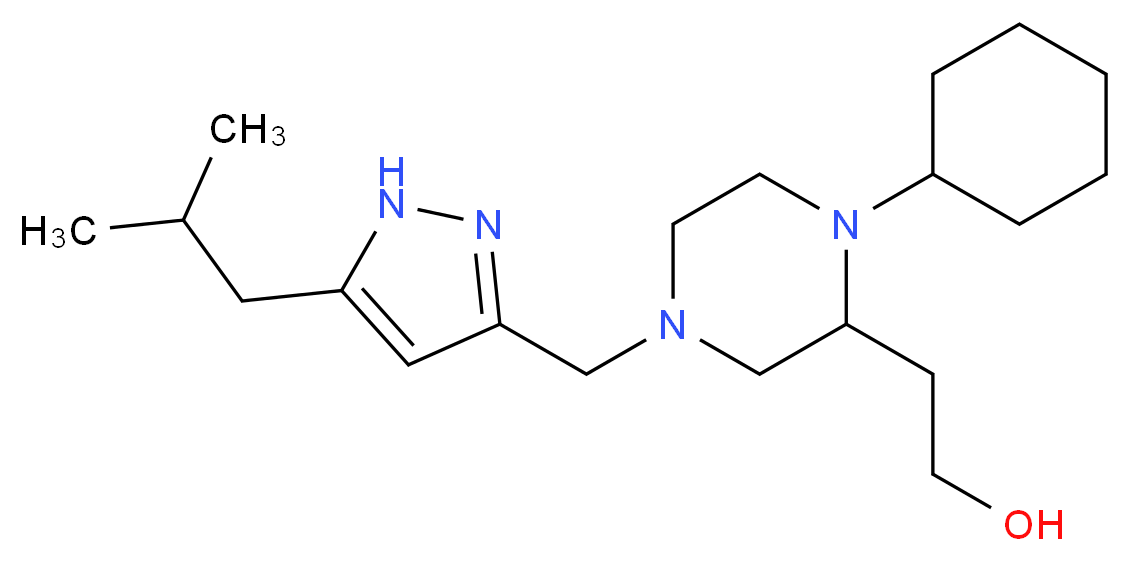 2-{1-cyclohexyl-4-[(5-isobutyl-1H-pyrazol-3-yl)methyl]-2-piperazinyl}ethanol_分子结构_CAS_)