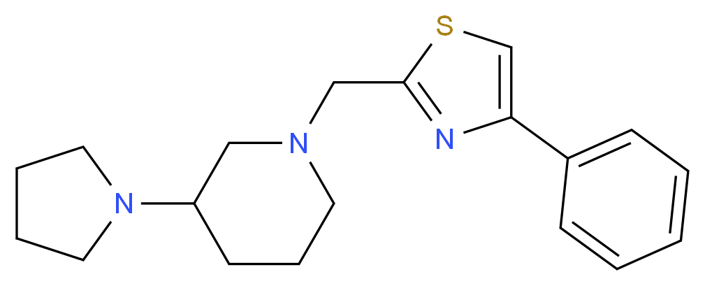 1-[(4-phenyl-1,3-thiazol-2-yl)methyl]-3-(1-pyrrolidinyl)piperidine_分子结构_CAS_)