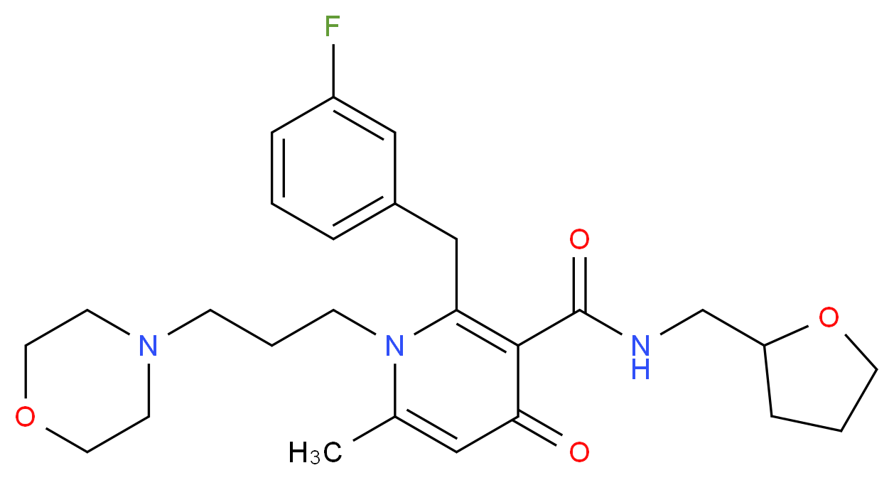 2-(3-fluorobenzyl)-6-methyl-1-[3-(4-morpholinyl)propyl]-4-oxo-N-(tetrahydro-2-furanylmethyl)-1,4-dihydro-3-pyridinecarboxamide_分子结构_CAS_)