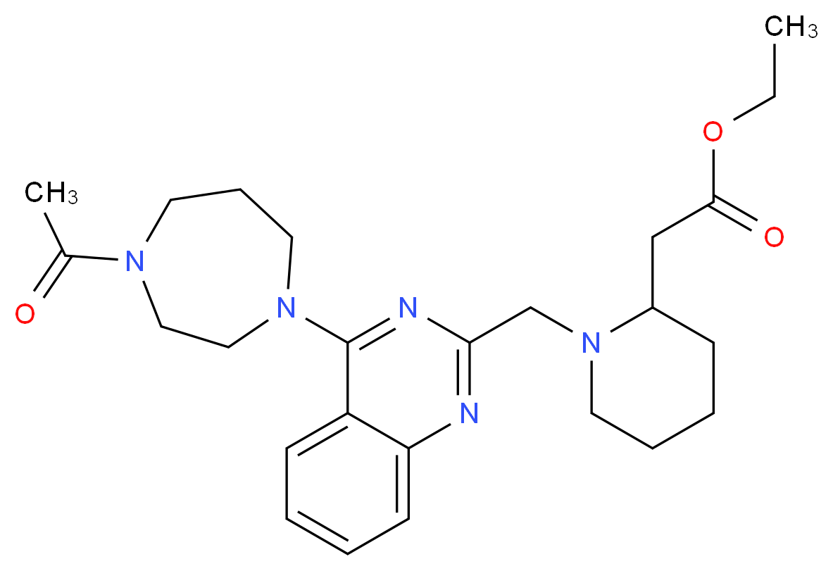ethyl (1-{[4-(4-acetyl-1,4-diazepan-1-yl)-2-quinazolinyl]methyl}-2-piperidinyl)acetate_分子结构_CAS_)
