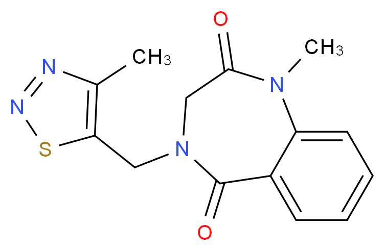 1-methyl-4-[(4-methyl-1,2,3-thiadiazol-5-yl)methyl]-3,4-dihydro-1H-1,4-benzodiazepine-2,5-dione_分子结构_CAS_)