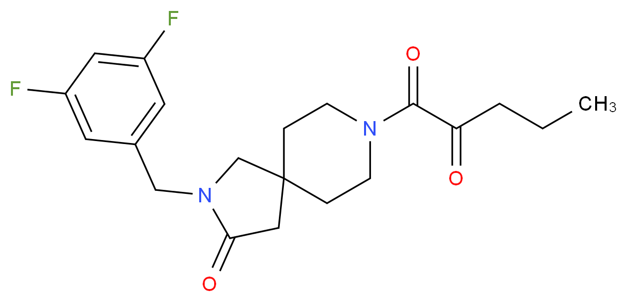 2-(3,5-difluorobenzyl)-8-(2-oxopentanoyl)-2,8-diazaspiro[4.5]decan-3-one_分子结构_CAS_)