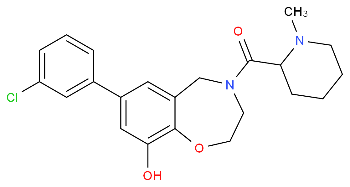 7-(3-chlorophenyl)-4-[(1-methylpiperidin-2-yl)carbonyl]-2,3,4,5-tetrahydro-1,4-benzoxazepin-9-ol_分子结构_CAS_)