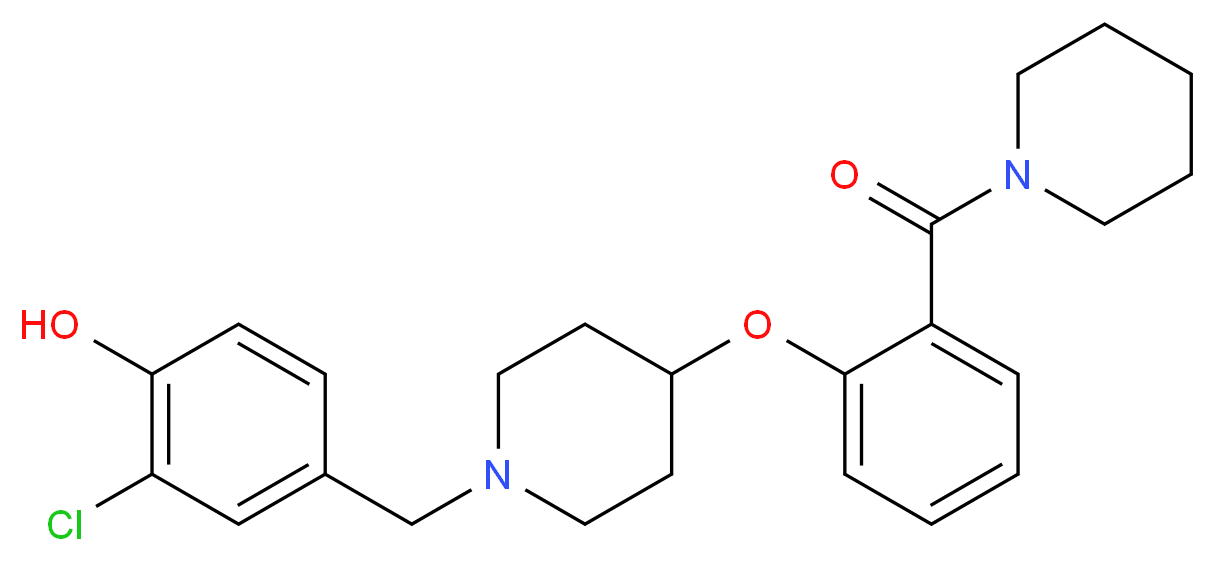 2-chloro-4-({4-[2-(1-piperidinylcarbonyl)phenoxy]-1-piperidinyl}methyl)phenol_分子结构_CAS_)