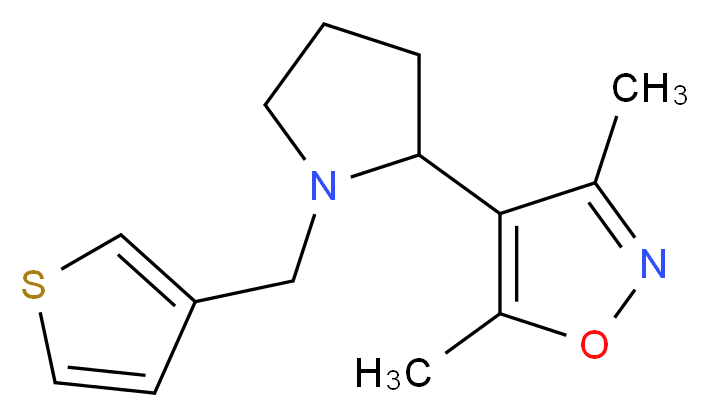 3,5-dimethyl-4-[1-(3-thienylmethyl)pyrrolidin-2-yl]isoxazole_分子结构_CAS_)