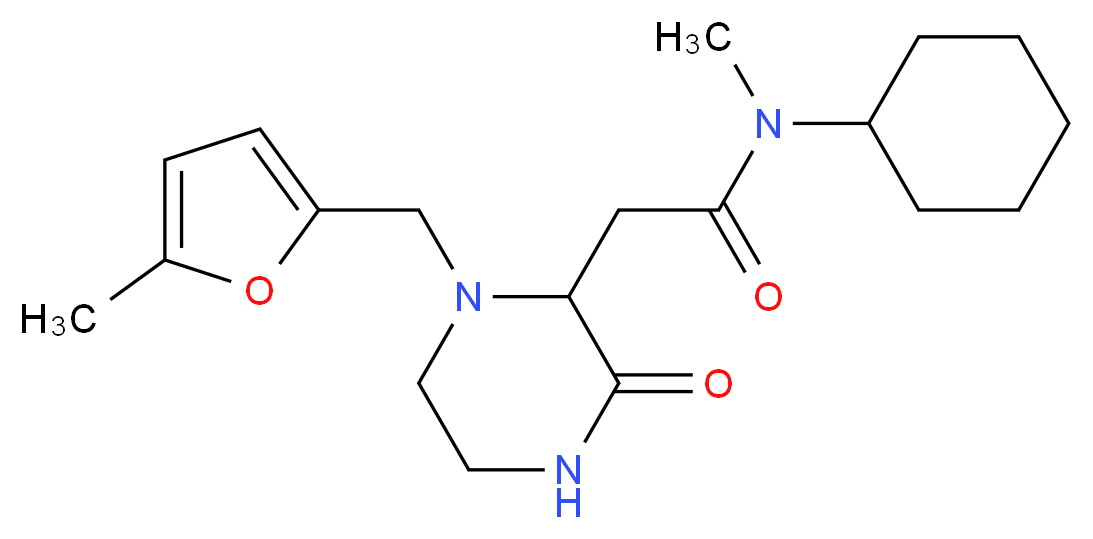 N-cyclohexyl-N-methyl-2-{1-[(5-methyl-2-furyl)methyl]-3-oxo-2-piperazinyl}acetamide_分子结构_CAS_)