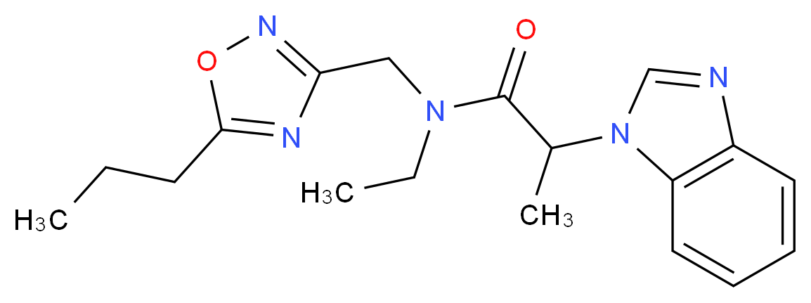 2-(1H-benzimidazol-1-yl)-N-ethyl-N-[(5-propyl-1,2,4-oxadiazol-3-yl)methyl]propanamide_分子结构_CAS_)