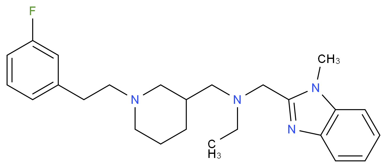 N-({1-[2-(3-fluorophenyl)ethyl]-3-piperidinyl}methyl)-N-[(1-methyl-1H-benzimidazol-2-yl)methyl]ethanamine_分子结构_CAS_)