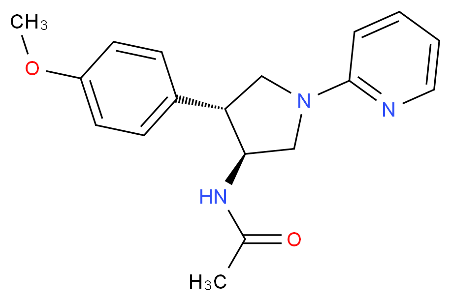 N-[(3S*,4R*)-4-(4-methoxyphenyl)-1-(2-pyridinyl)-3-pyrrolidinyl]acetamide_分子结构_CAS_)