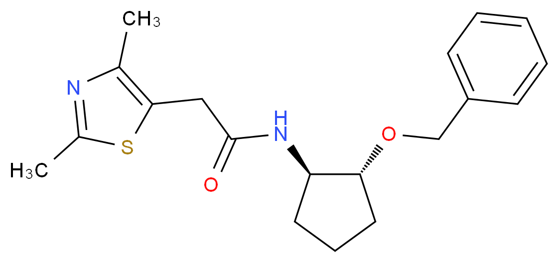 N-[(1R,2R)-2-(benzyloxy)cyclopentyl]-2-(2,4-dimethyl-1,3-thiazol-5-yl)acetamide_分子结构_CAS_)