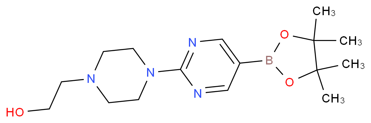 2-{4-[5-(tetramethyl-1,3,2-dioxaborolan-2-yl)pyrimidin-2-yl]piperazin-1-yl}ethan-1-ol_分子结构_CAS_1160790-46-4