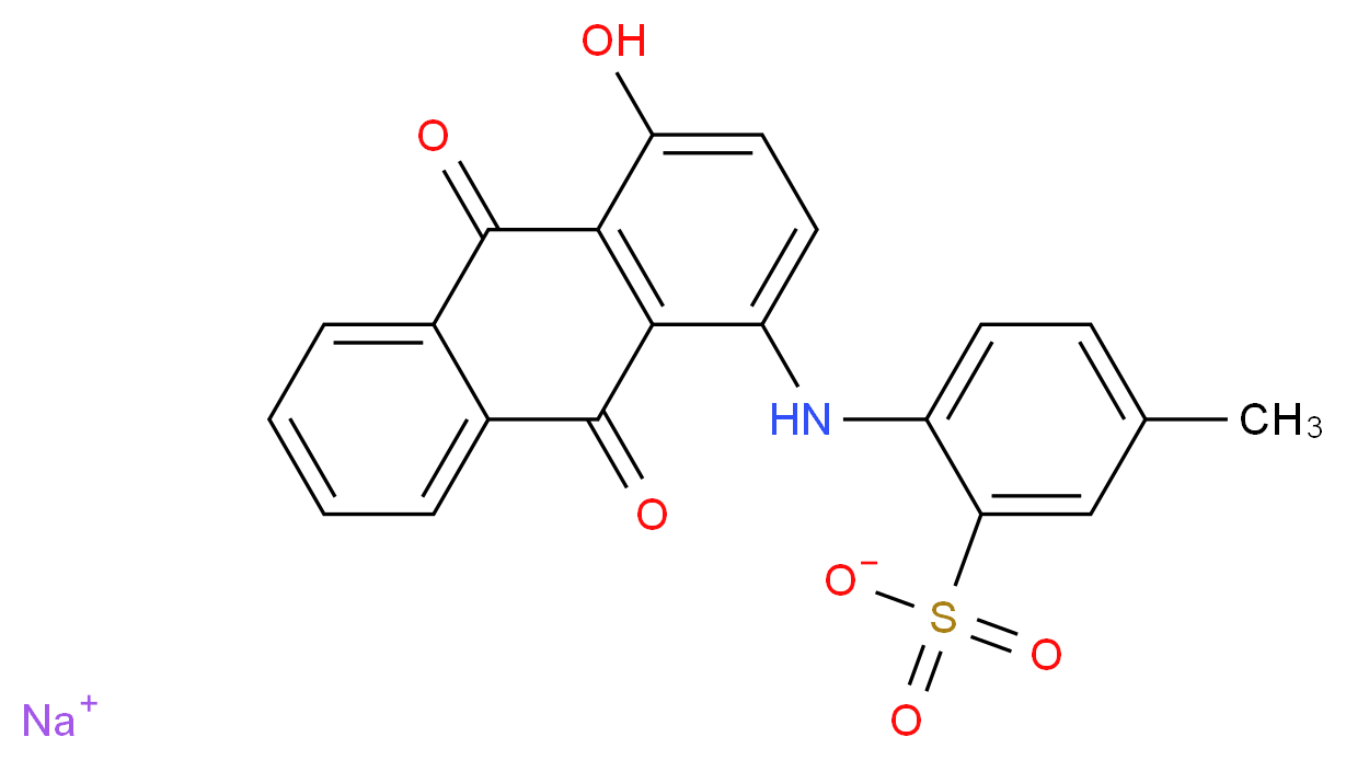 sodium 2-[(4-hydroxy-9,10-dioxo-9,10-dihydroanthracen-1-yl)amino]-5-methylbenzene-1-sulfonate_分子结构_CAS_4430-18-6