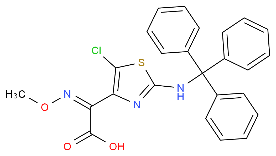 (2Z)-2-{5-chloro-2-[(triphenylmethyl)amino]-1,3-thiazol-4-yl}-2-(methoxyimino)acetic acid_分子结构_CAS_250597-83-2