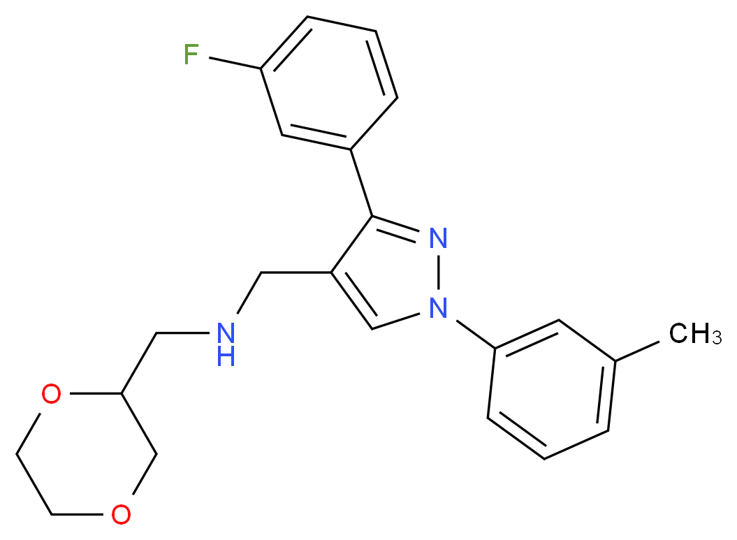 (1,4-dioxan-2-ylmethyl){[3-(3-fluorophenyl)-1-(3-methylphenyl)-1H-pyrazol-4-yl]methyl}amine_分子结构_CAS_)