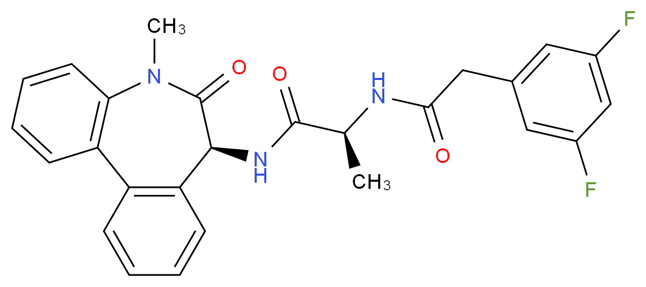 (2S)-2-[2-(3,5-difluorophenyl)acetamido]-N-[(10S)-8-methyl-9-oxo-8-azatricyclo[9.4.0.0^{2,7}]pentadeca-1(11),2(7),3,5,12,14-hexaen-10-yl]propanamide_分子结构_CAS_209984-56-5