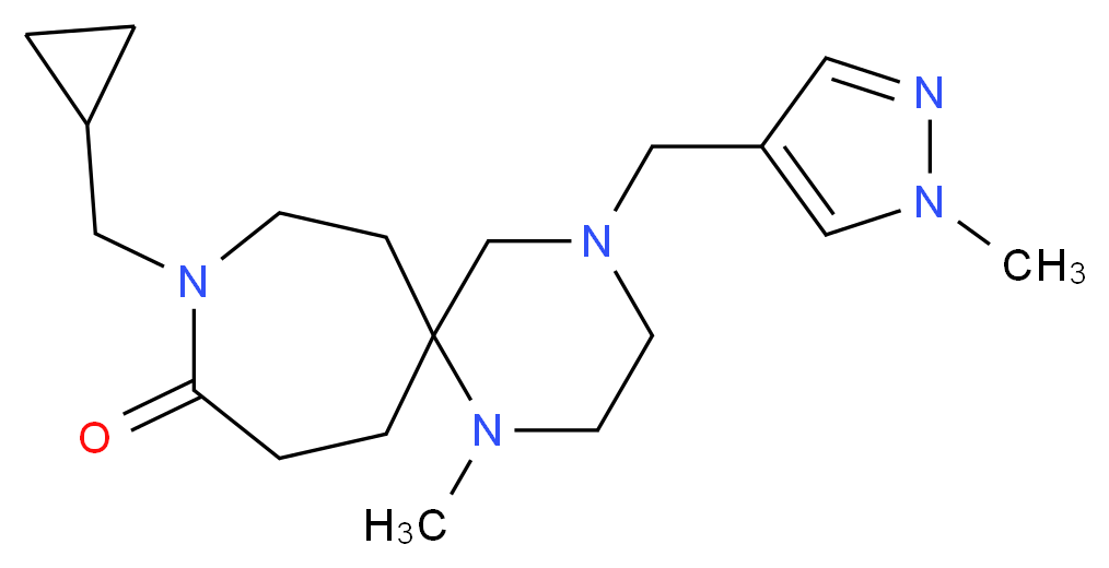 9-(cyclopropylmethyl)-1-methyl-4-[(1-methyl-1H-pyrazol-4-yl)methyl]-1,4,9-triazaspiro[5.6]dodecan-10-one_分子结构_CAS_)