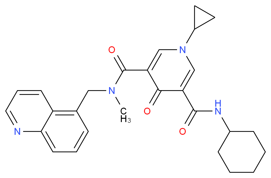 N'-cyclohexyl-1-cyclopropyl-N-methyl-4-oxo-N-(5-quinolinylmethyl)-1,4-dihydro-3,5-pyridinedicarboxamide_分子结构_CAS_)