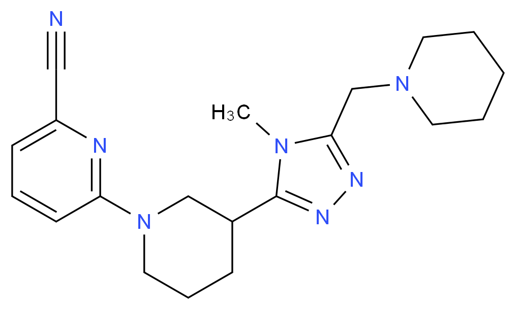 6-{3-[4-methyl-5-(piperidin-1-ylmethyl)-4H-1,2,4-triazol-3-yl]piperidin-1-yl}pyridine-2-carbonitrile_分子结构_CAS_)