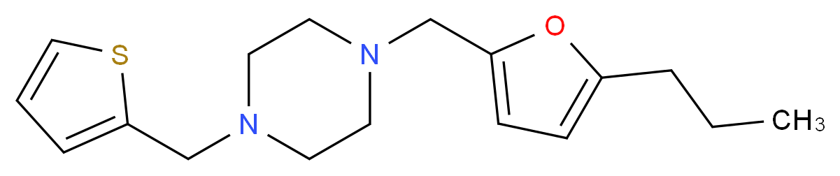 1-[(5-propyl-2-furyl)methyl]-4-(2-thienylmethyl)piperazine_分子结构_CAS_)