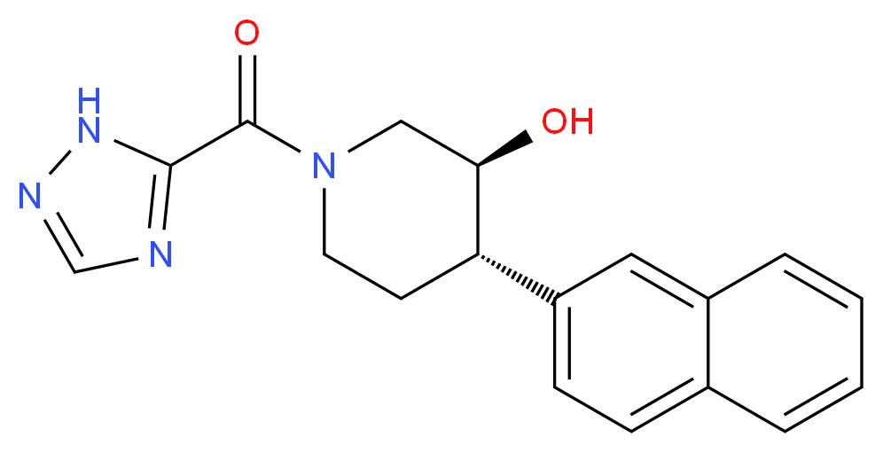 (3S*,4S*)-4-(2-naphthyl)-1-(1H-1,2,4-triazol-5-ylcarbonyl)piperidin-3-ol_分子结构_CAS_)