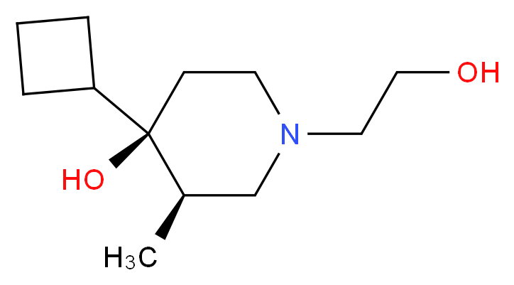 (3R*,4R*)-4-cyclobutyl-1-(2-hydroxyethyl)-3-methyl-4-piperidinol_分子结构_CAS_)