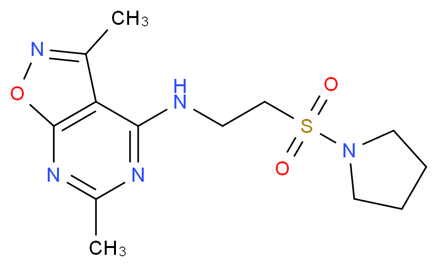 3,6-dimethyl-N-[2-(pyrrolidin-1-ylsulfonyl)ethyl]isoxazolo[5,4-d]pyrimidin-4-amine_分子结构_CAS_)