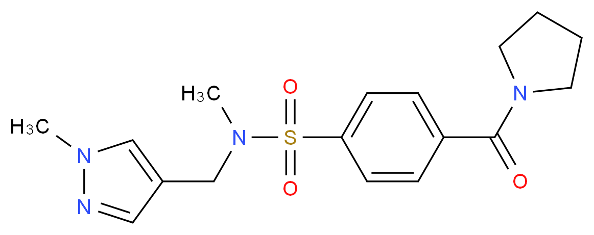 N-methyl-N-[(1-methyl-1H-pyrazol-4-yl)methyl]-4-(1-pyrrolidinylcarbonyl)benzenesulfonamide_分子结构_CAS_)