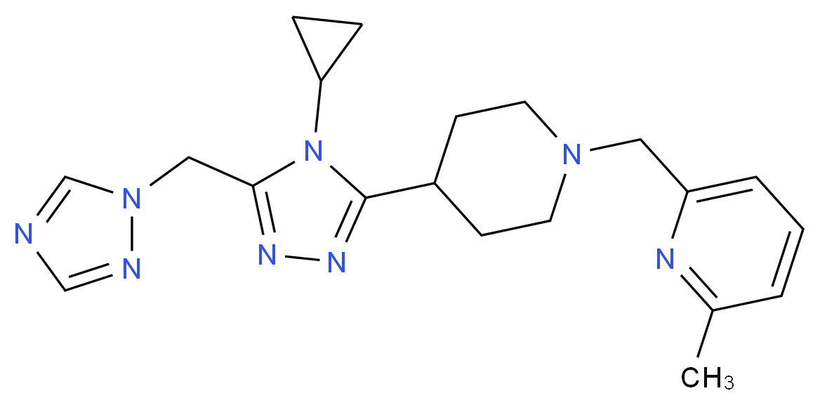 2-({4-[4-cyclopropyl-5-(1H-1,2,4-triazol-1-ylmethyl)-4H-1,2,4-triazol-3-yl]piperidin-1-yl}methyl)-6-methylpyridine_分子结构_CAS_)