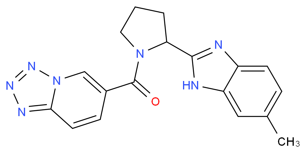 6-{[2-(6-methyl-1H-benzimidazol-2-yl)-1-pyrrolidinyl]carbonyl}tetrazolo[1,5-a]pyridine_分子结构_CAS_)