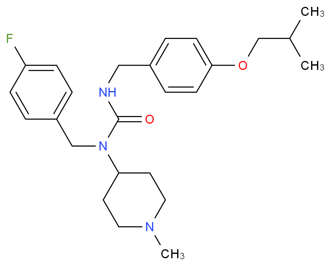 1-(4-Fluorobenzyl)-3-(4-isobutoxybenzyl)-1-(1-methylpiperidin-4-yl)urea_分子结构_CAS_)