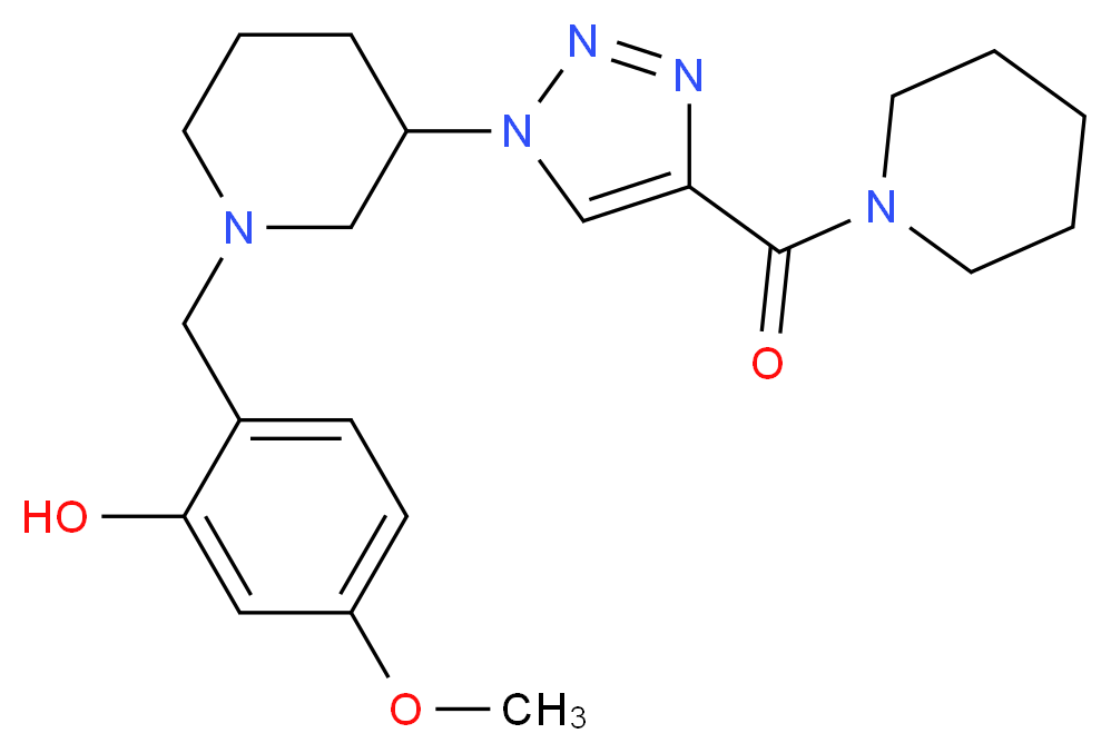 5-methoxy-2-({3-[4-(1-piperidinylcarbonyl)-1H-1,2,3-triazol-1-yl]-1-piperidinyl}methyl)phenol_分子结构_CAS_)