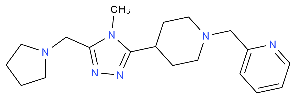 2-({4-[4-methyl-5-(pyrrolidin-1-ylmethyl)-4H-1,2,4-triazol-3-yl]piperidin-1-yl}methyl)pyridine_分子结构_CAS_)