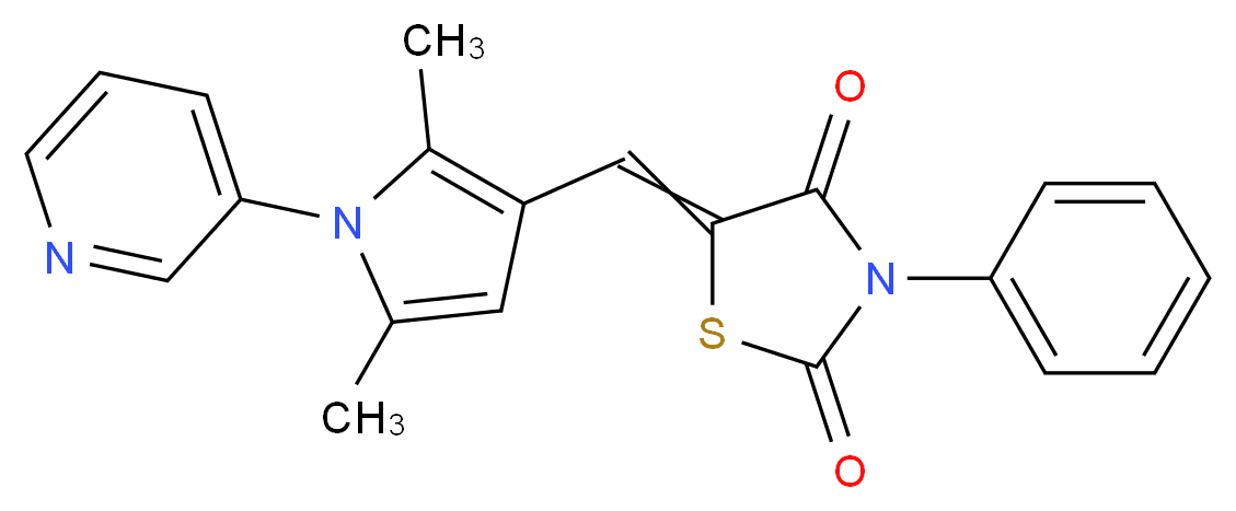 5-{[2,5-dimethyl-1-(pyridin-3-yl)-1H-pyrrol-3-yl]methylidene}-3-phenyl-1,3-thiazolidine-2,4-dione_分子结构_CAS_677331-12-3