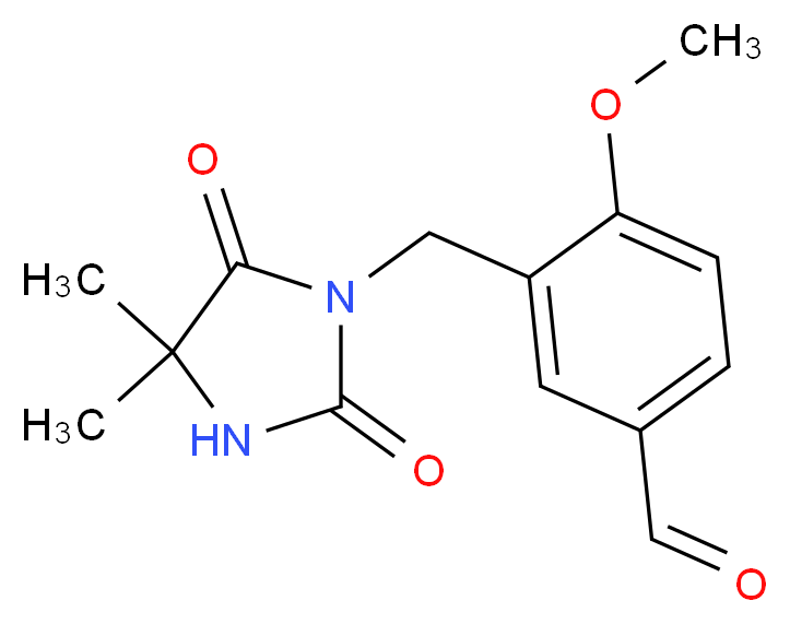 3-[(4,4-Dimethyl-2,5-dioxoimidazolidin-1-yl)-methyl]-4-methoxybenzaldehyde_分子结构_CAS_)