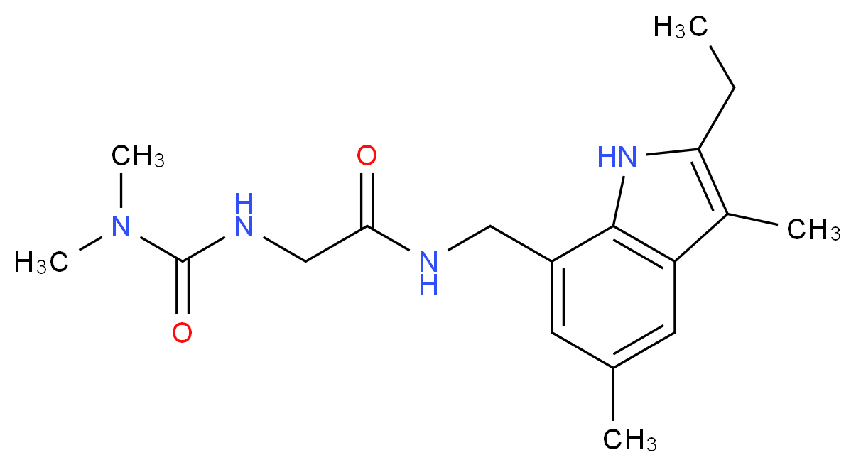 N~2~-[(dimethylamino)carbonyl]-N~1~-[(2-ethyl-3,5-dimethyl-1H-indol-7-yl)methyl]glycinamide_分子结构_CAS_)