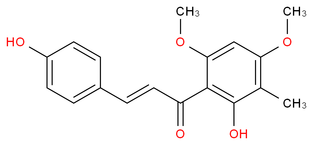 (2E)-1-(2-hydroxy-4,6-dimethoxy-3-methylphenyl)-3-(4-hydroxyphenyl)prop-2-en-1-one_分子结构_CAS_1044743-35-2