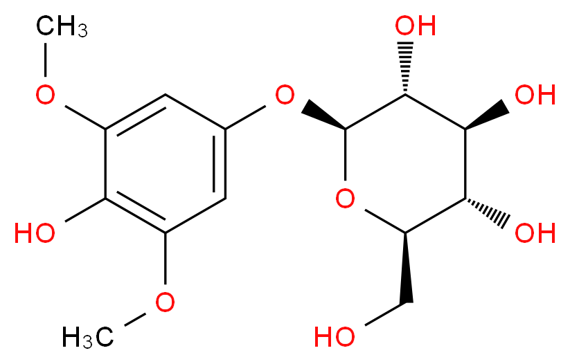 (2S,3R,4S,5S,6R)-2-(4-hydroxy-3,5-dimethoxyphenoxy)-6-(hydroxymethyl)oxane-3,4,5-triol_分子结构_CAS_41653-73-0