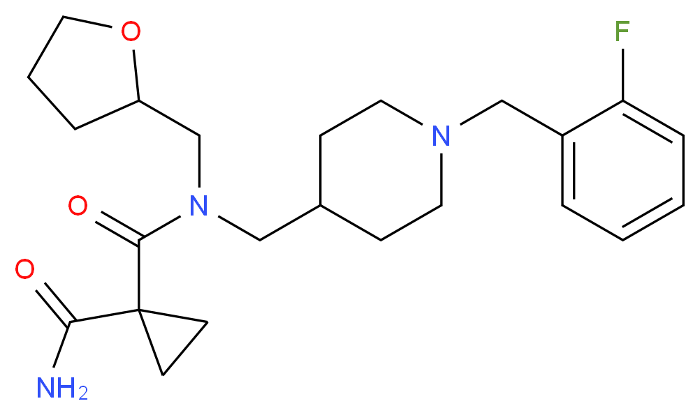 N~1~-{[1-(2-fluorobenzyl)-4-piperidinyl]methyl}-N~1~-(tetrahydro-2-furanylmethyl)-1,1-cyclopropanedicarboxamide_分子结构_CAS_)
