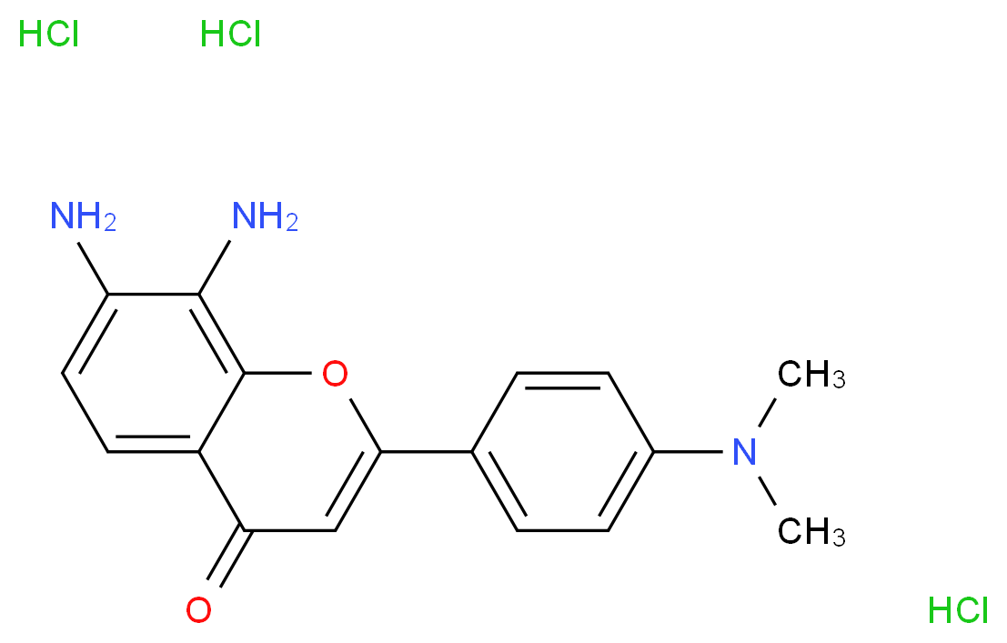 7,8-diamino-2-[4-(dimethylamino)phenyl]-4H-chromen-4-one trihydrochloride_分子结构_CAS_1258638-65-1